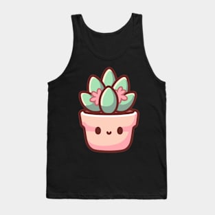 Cute Succulent Tiny Kawaii Cactus House Plant | Kawaii Plant Illustration | Kawaii Style Tank Top